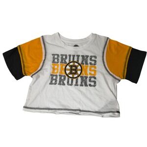 NHL Boston Bruins Cropped Graphic Tee White New Kids Size 6/6X